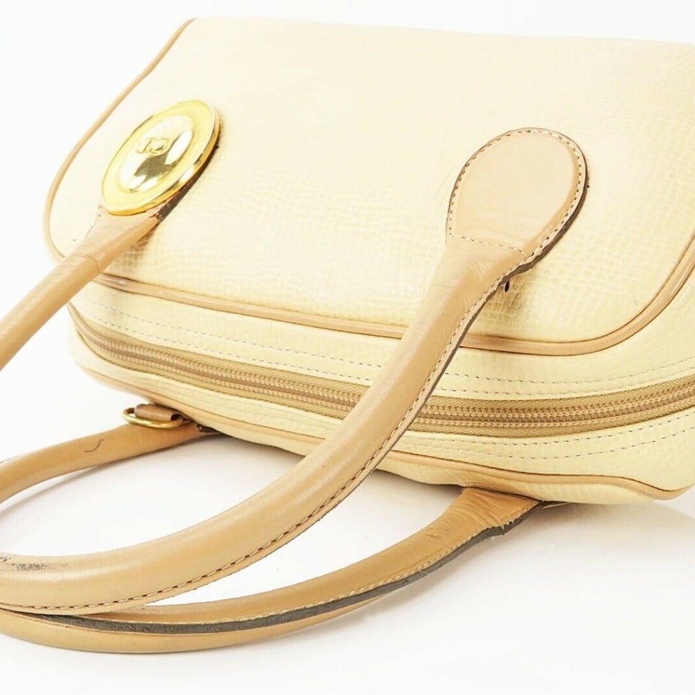 CHRISTIAN DIOR Beige Leather Boston Handbag $425